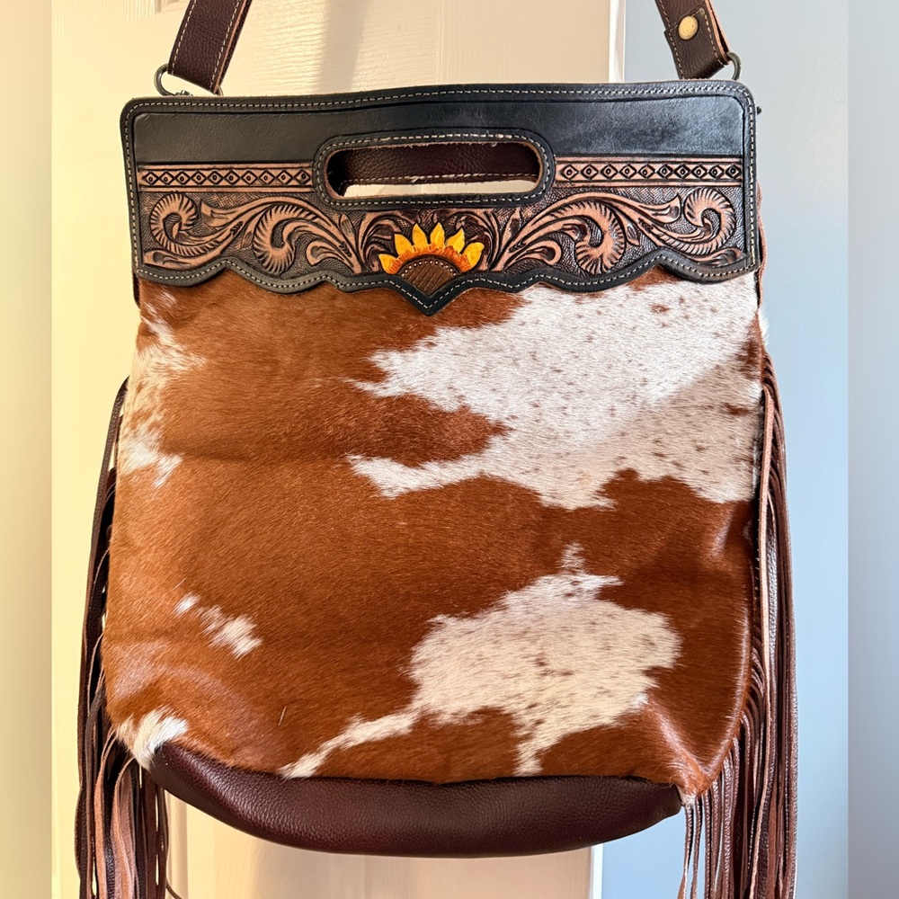 Myra Bag
Brown and White Leather Fringe Bag